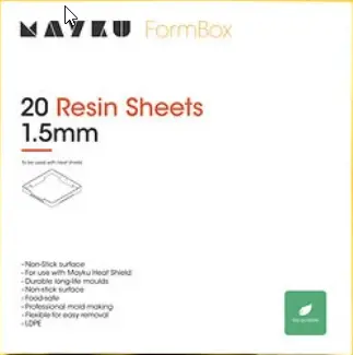 [MREA200100AA] Mayku Resin Sheets (LDPE Sheets) 20 pack of 1.5mm